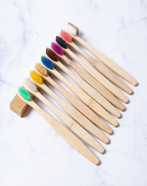 

natural bamboo handle toothbrush rainbow colorful whitening soft bristles bamboo toothbrush ecofriendly paper box package eea21881273160