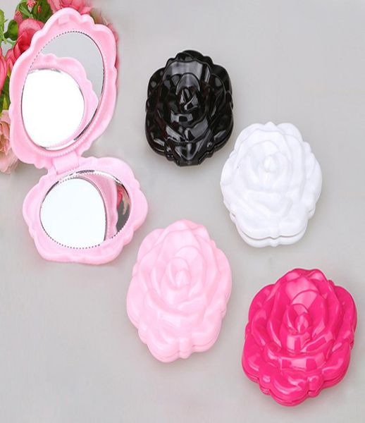 

makeup mirror color pink retro rose flower shape cosmetic makeup compact mirror 3d stereo double sided 100pcslot1274013