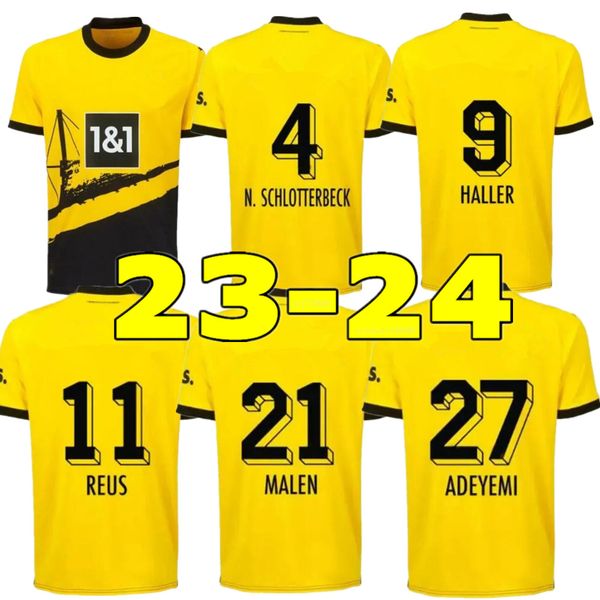 

s soccer jerseys 23 24 season haller reus soccer football shirt neongelb hummels brandt moukoko yeyna men maillots, White;black