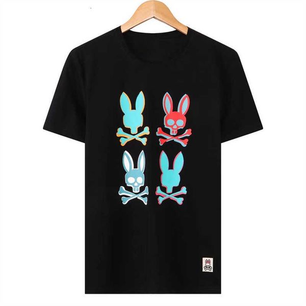 

shirts 2023 summer psychos new bunnys tees men's t shirt skull rabbit polo short sleeve cartoon embroidery collar solid fashion brand, White;black