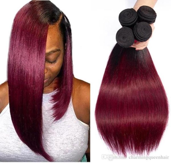 

indian straight hair bundles ombre human hair bundles 1bburgundy straight virgin hair extension 1b 99j70774434837089, Black