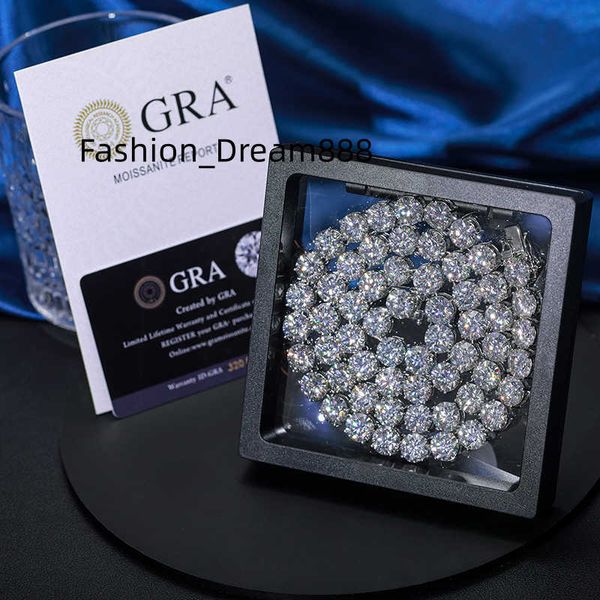 

5mm moissanite tennis chain necklace bracelets for women men, Silver