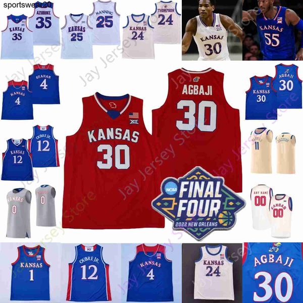 

jerseys 2022 final four 4 kansas jayhawks basketball jersey ncaa college ochai agbaji david mccormack wilson harris braun lightfo, Black;red