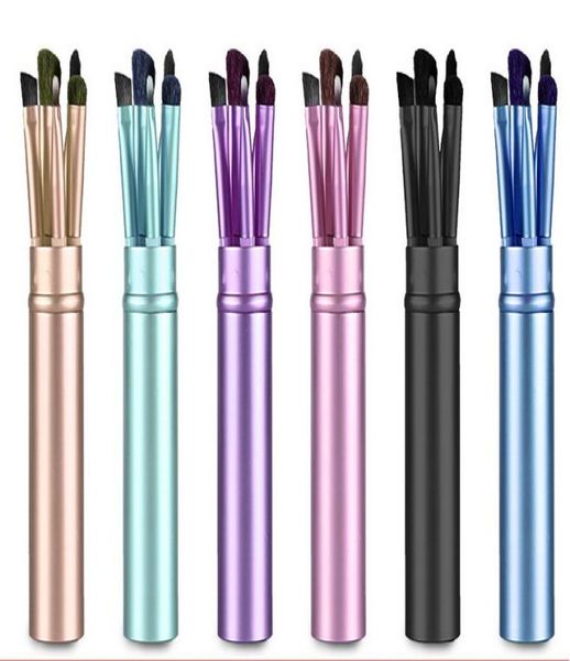 

makeup brushes set 5piece face cosmetic brush beginner makeup tools eyeshadoweyebrowlipseyeliner brush with color iron tube6393940