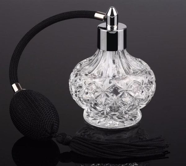 

vintage crystal perfume bottle 80ml black long bulb spray atomizer lady gift 2010139092447