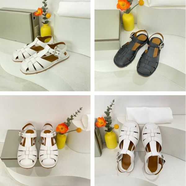 

luxury designer women sandals fisherman buckle woven flat sole sandals summer fashionable beach casual shoes, Black