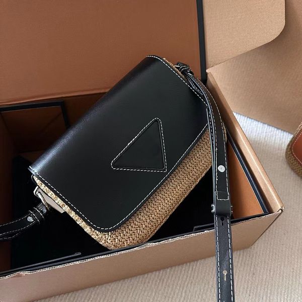 

womens crossbody bags shoulder bag fashion new summer flap triangle straw messenger bag summer woven designer cross body