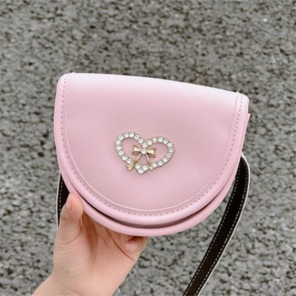

fashionable children's shoulder bag pu love bow straddle bag, Black