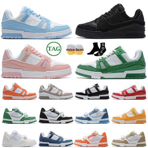 

2023 new designer sneaker virgil trainer running shoes calfskin leather triple black white green red blue letter women mens trainers platfor