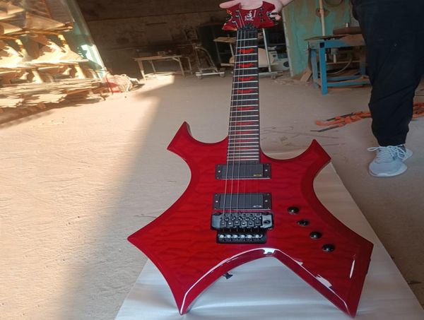 

custom bc electric guitar with quilted maple red bat fingerboard and nail head guitar4330365