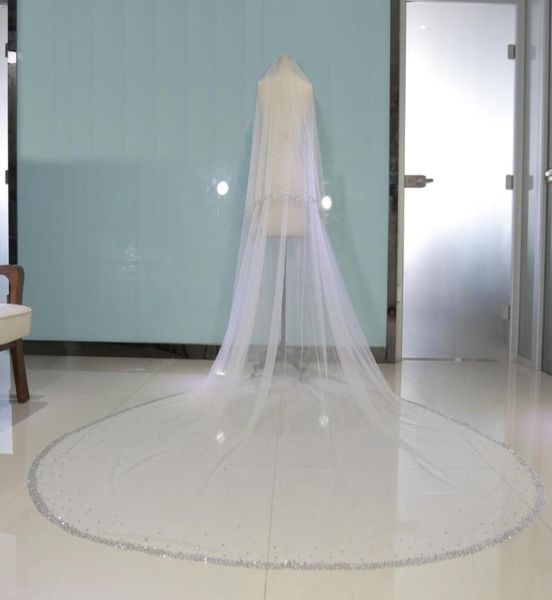 

real image bling bling bead two layers bridal veils luxury long wedding veil with comb5662028, Black