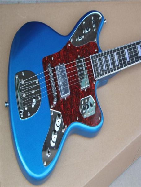 

factory custom metal blue electric guitar with red tortoise pickguardrosewood fretboard22 fretscan be customized8498057