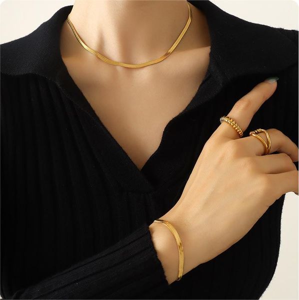 

2023 new luxury lady 18k gold plated rope chain stainless steel necklace for women men golden twisted chains jewelry gift adjustable titaniu, Silver