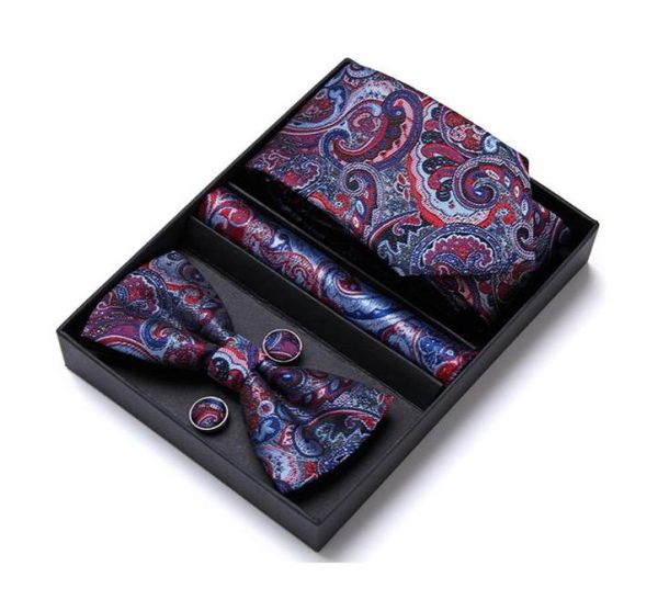 

bow ties mix colors holiday gift tie handkerchief pocket squares cufflink set necktie box dot man fit formal party easter daybow5202076, Black;gray