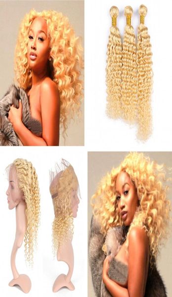 

deep wave 613 hair weaves with 360 frontal closure blench blonde deep curly hair 3 bundles with 360 lace frontal 225x4x26949736, Black