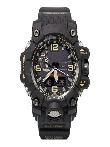 

sport leisure brand men039s quartz gwg1000 led man digital double display women039s watch full function 75t8028648, Silver