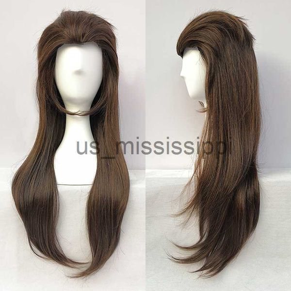 

cosplay wigs game sallyface larry 65cm long brown mixed heat resistant hair cosplay costume wig wig cap x0630, Black