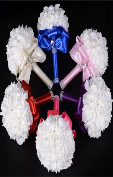

in stock simulation briadl bouquets five six colors wedding flowers buque de noiva wedding accessories7916368