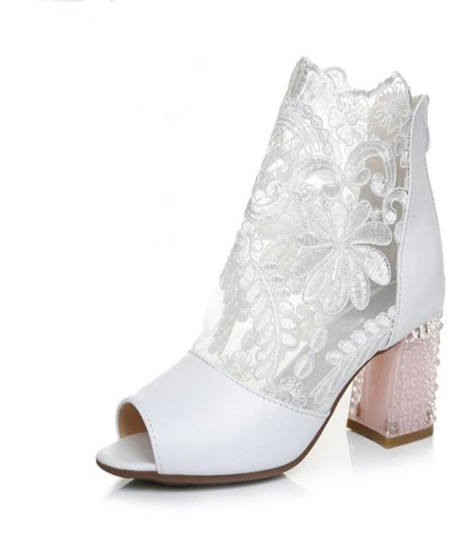 

2021 new fashion peep toe shoes summer wedding boots white lace prom evening party bridal high heels lady formal dress pumps4119462, Black