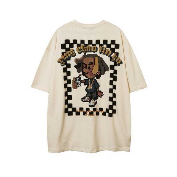 

stussys original fashion brand design mosaic american cartoon printed round neck short sleeve men and women's ins china-chic lovers&#03, White;black