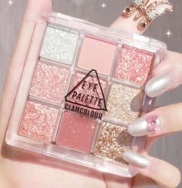 

9 color eye shadow palette glitter keyboard fingertip eyeshadow shimmer foggy waterproof eye shadow women makeup8275022
