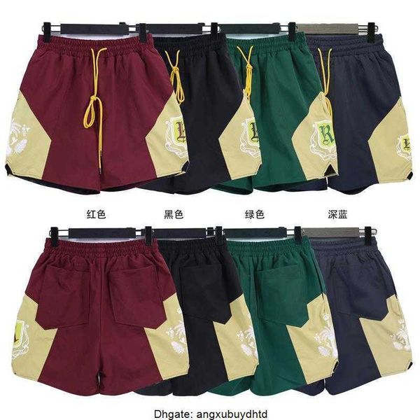 

designer clothing short casual rhude men's printed letter coconut tree printed color block men's beach pants capris sports shorts, White;black