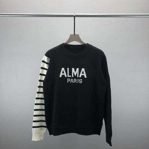 

2 mens designer sweaters retro classic luxury sweatshirt men arm letter embroidery round neck comfortable high-quality jumper fashion cardig, White;black