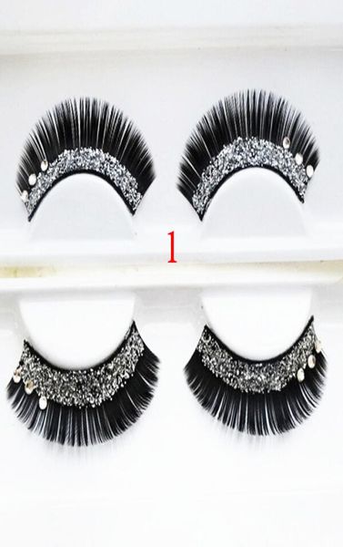 

whole1 pair glitter rhinestone pattern long thick stylish party false fake eyelashes eye lashes makeup z0671343417