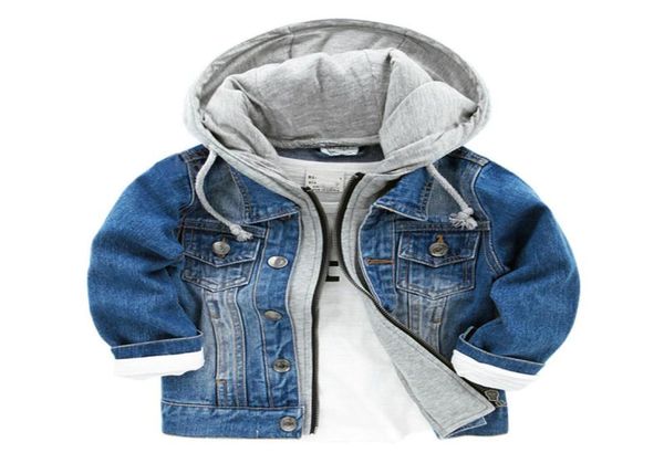 

2018 new baby boys denim jacket classic zipper hooded outerwear coat spring autumn clothing kids jacket coat8155452, Blue;gray