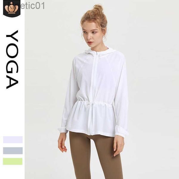 

desginer alo yoga jacket sun protection suit for women's spring and summer outdoor sports ice skin uv resistant breathable and lightwei, Black;brown
