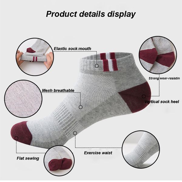

new breathable running cotton short socks sports casual men's socks shallow mouth invisible boat socks, Black