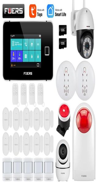 

alarm systems fuers tuya wifi gsm security system touch screen temperature humidity display fingerprint 433mhz control smart home8967906