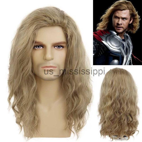 

cosplay wigs gnimegil synthetic long curly wigs for man blonde wave hair wig men cosplay halloween costume natural styles party male gift wi, Black
