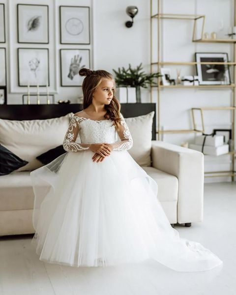 

white lace flower girl dress bows children039s first communion dress princess formal tulle ball gown wedding party dress 4932253, White;blue