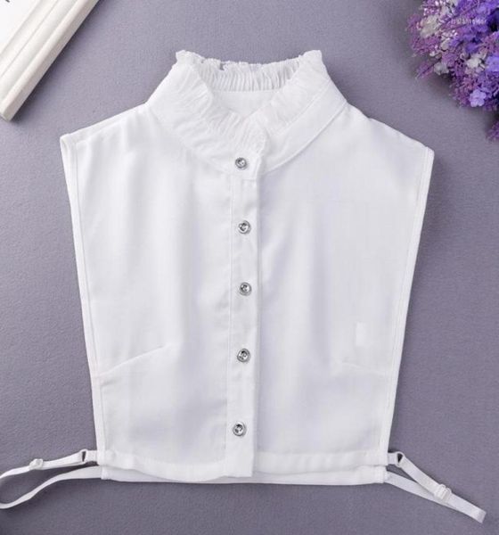 

bow ties white chiffon stand ruffle fake collar women elegant shirt accessories nep kraagje false collars half detachable3612539, Black;gray