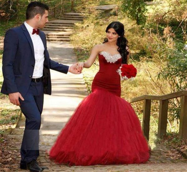 

red beading prom gowns party mermaid tulle dresses evening wear sweetheart crystal beaded mermaid african dress4176909, Black