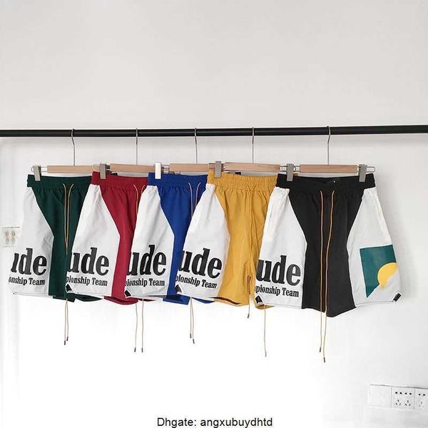 

rhude mens shorts casuam summer bench pants sportwear short letter loose letter men clothing asian size, White;black