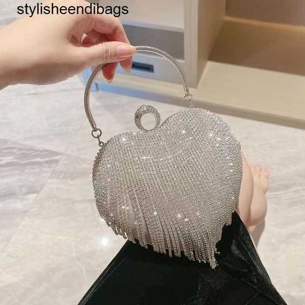 

totes tassel women evening bags diamonds heart design fashion rhinestones day clutch one side handle handbags purse stylisheendibags