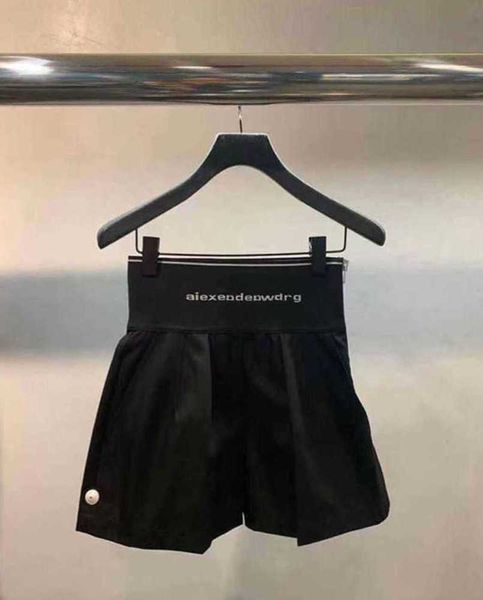 

designer aw dawang casual shorts elastic wide leg letter ribbon versatile waist pleated women's pants spring summer new wang shorts fas, White;black