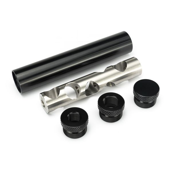 

6''l stainless steel single core fuel filter 1 2x28 5/8x24 cap 1.05od tube monocore cleaning solvent trap .22 5.56 device napa 400