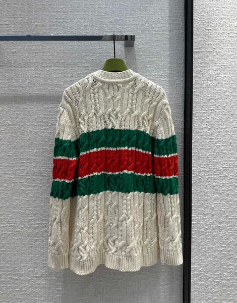

2023 new autumn milan runway sweaters v neck long sleeve high end jacquard cardigan women's designer 0629-6, White;black