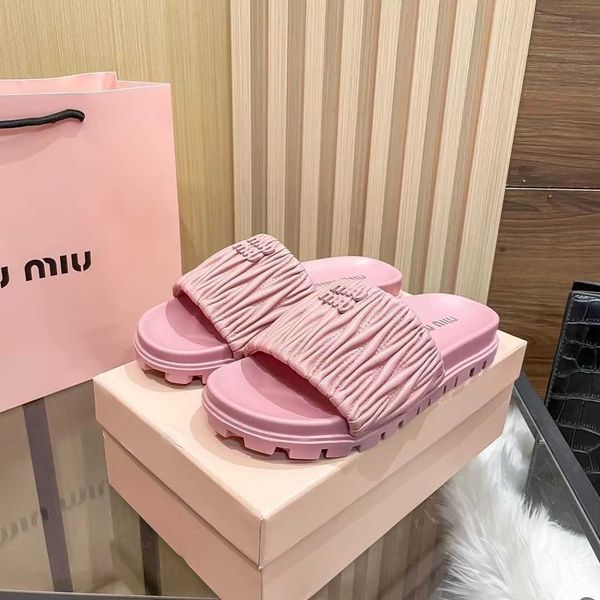 

family mius beach sandals shoes women slide designer line slippers for women's summer outwear 2023 new fold versatile elevated vacation