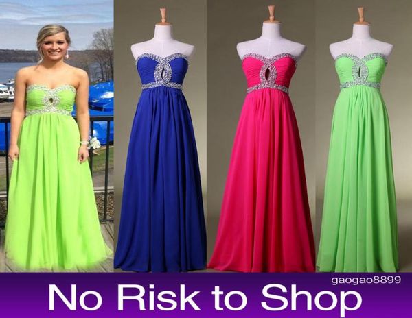 

chiffon formal evening prom dresses sweetheart beads royal blue fuchsia lime green a line party gowns real image in sto2318277, Black