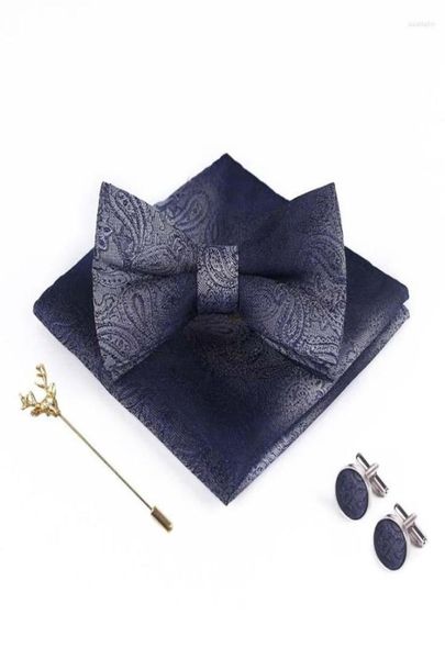 

bow ties pocket square novelty party wedding ombre blue purple black wine red floral for men silk tie handkerchief set3755143, Black;gray