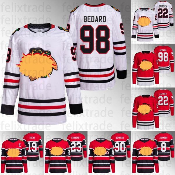 

nikita zaitsev chicago 2023 reverse retro jersey blackhawks patrick kane sam lafferty reese johnson connor murphy tyler johnson alec regula, Black;red