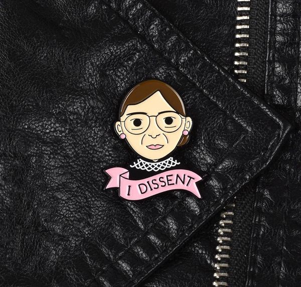 

portrait enamel lapel pin kindly mother brooch i dissent badge accessories women face wearing glasses jewelry gift for love your m8094534, Blue