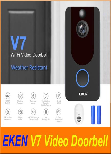 

eken v7 hd 1080p smart home video doorbell camera wireless wifi realtime phone video cloud storage night vision pir motion detect9451833