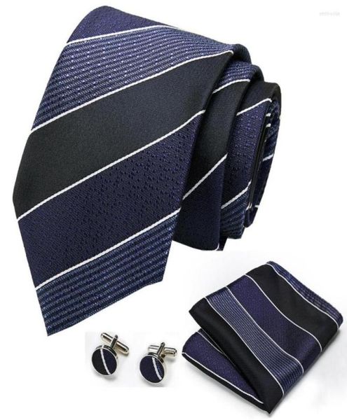 

bow ties promo men039s tie 8cm width blue plaid formal necktie handkerchief cufflinks sets discount neckties for wedding8973735, Black;gray
