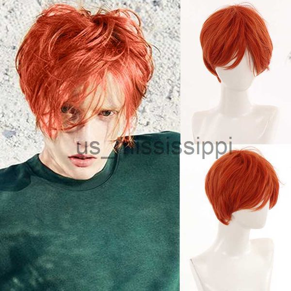 

cosplay wigs ailiade christmas short wigs men boys girl orange red synthetic wig for daily heat resistant party anime cosplay costume wig x0, Black