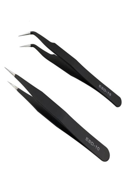 

2pcs eyelashes tweezers black straight curve stainless steel eye lashes extension tools individual false lash grafting supplies3420483